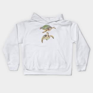 Sea Turtles Watercolor Kids Hoodie